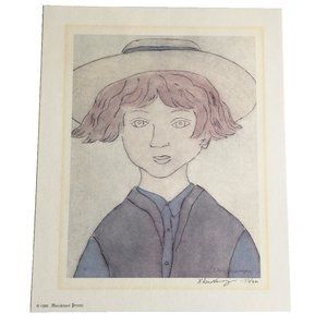 Vintage Signed Numbered Print Amish Boy "Yonnie Glick" Xtian Newswanger